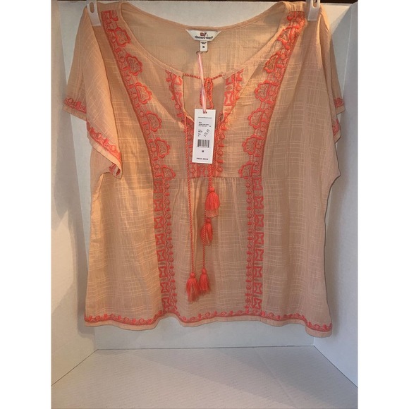 Vineyard Vines Other - VINEYARD VINES WOMENS SOLID EMBELLISHED TASSEL COVER UP, MELON, NWT$98, Med